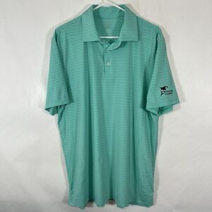 Southern Tide Brrr Performance Polo Shirt Men XL Light Blue Striped Golf Stretch